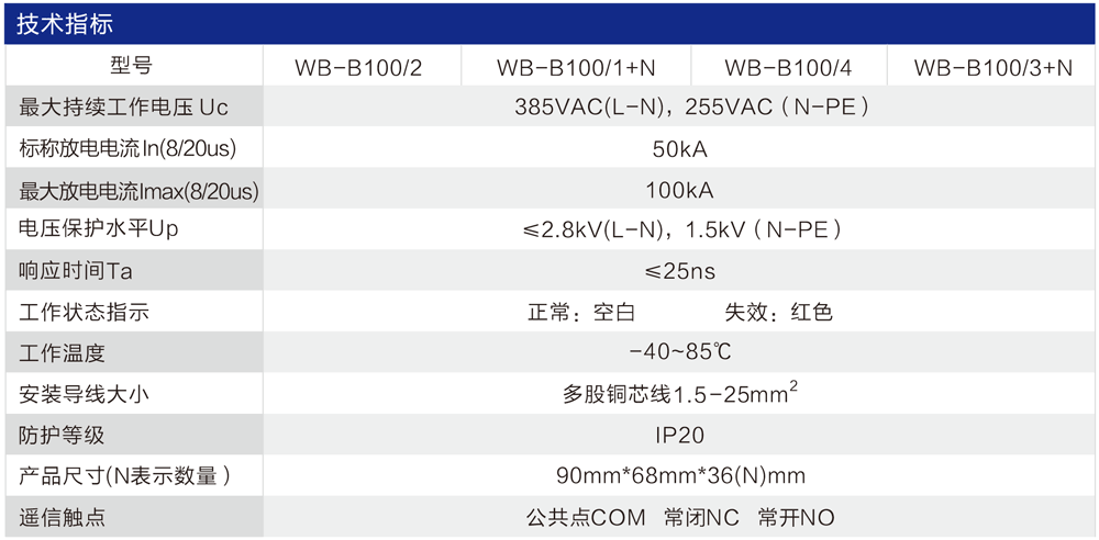 WB-B 100型 二級電源防雷器