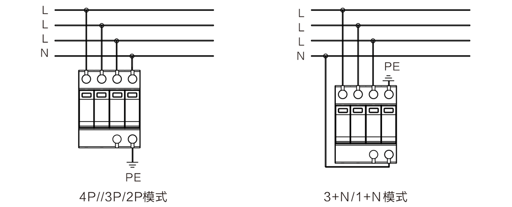 WB-B60 型 二級(jí)電源防雷器 接線(xiàn)圖